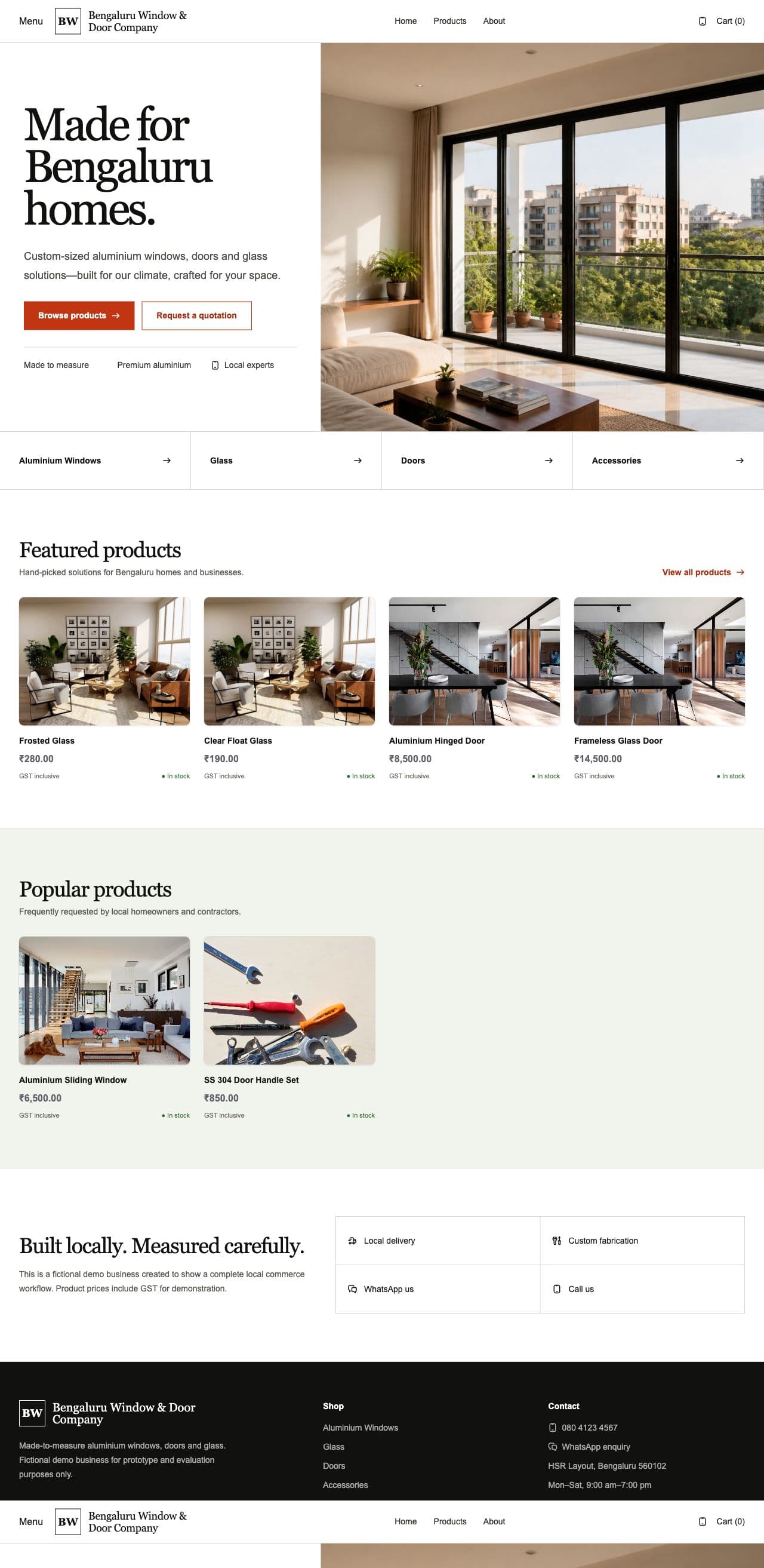 Working product catalogue storefront